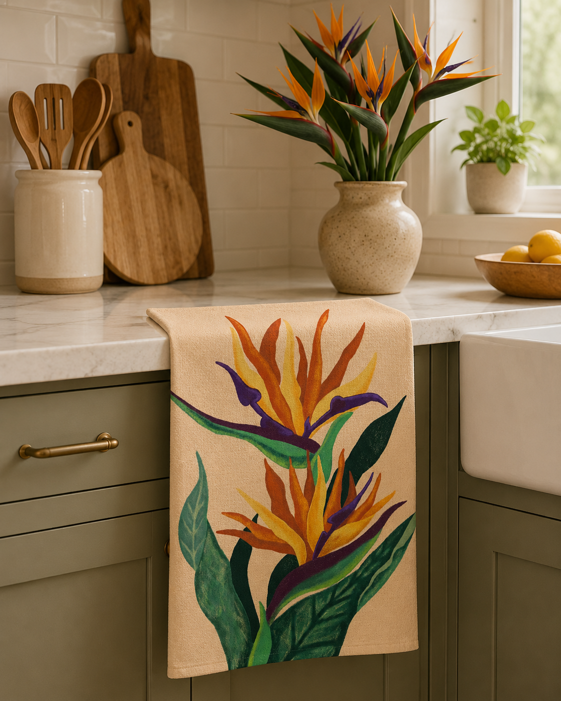 Birds of Paradise Microfiber Tea Towel