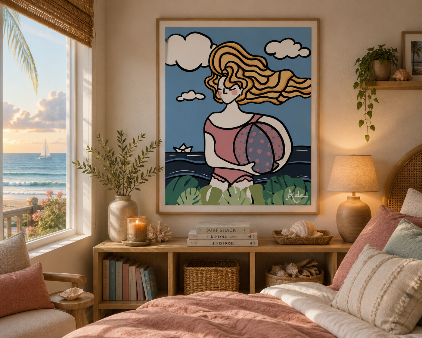 Beach Day Print on Matte Canvas