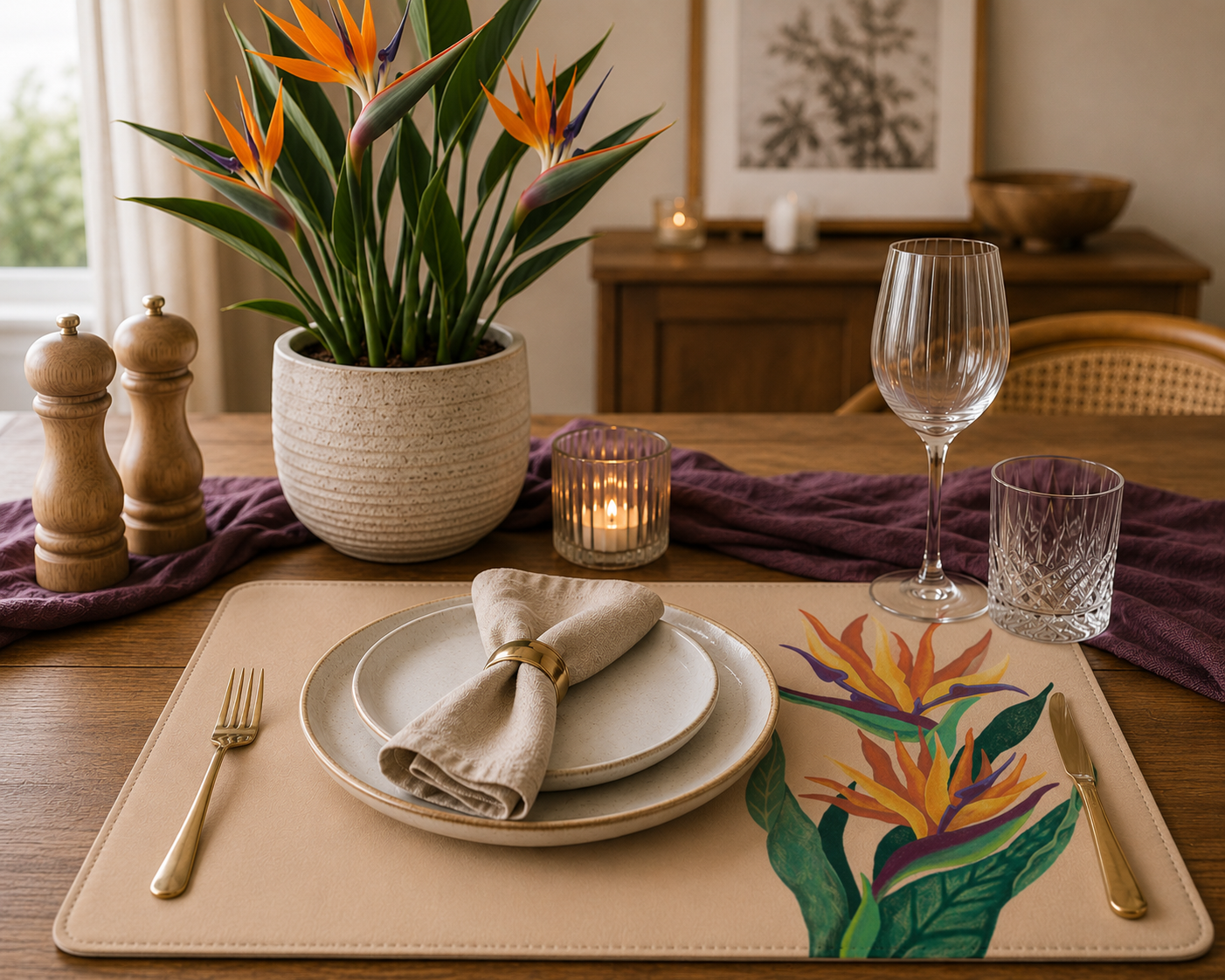Birds of Paradise Leather Placemat