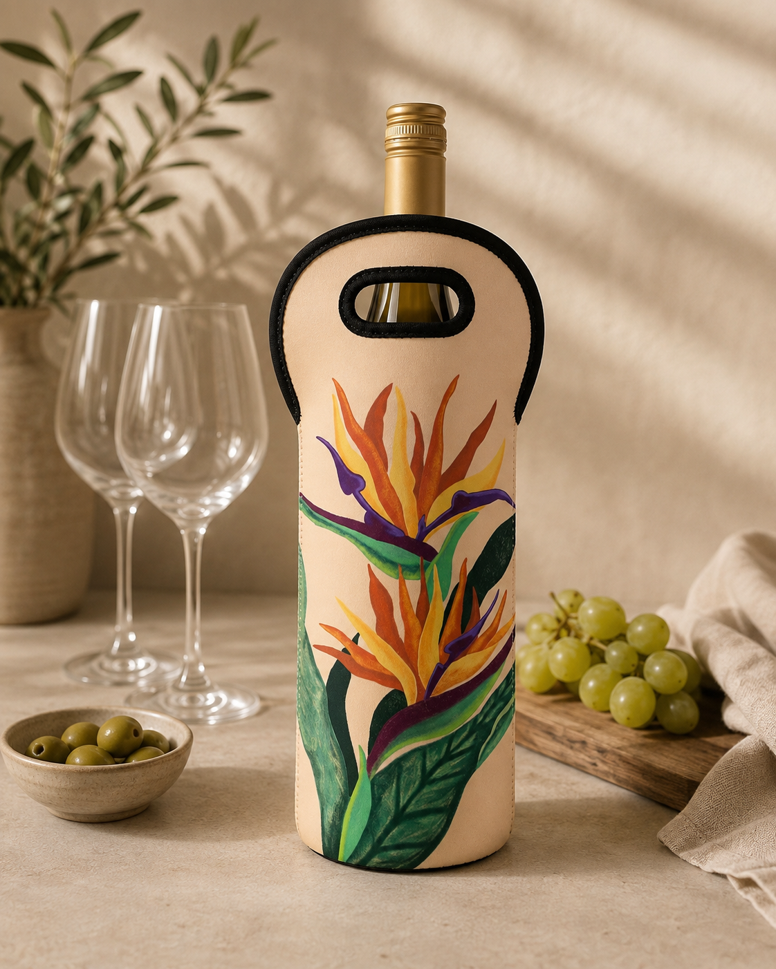 Birds of Paradise Wine Tote Bag