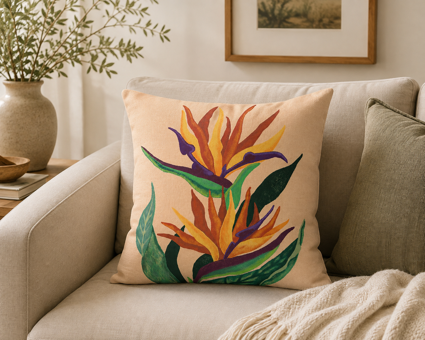Birds of Paradise Spun Polyester Square Pillowcase
