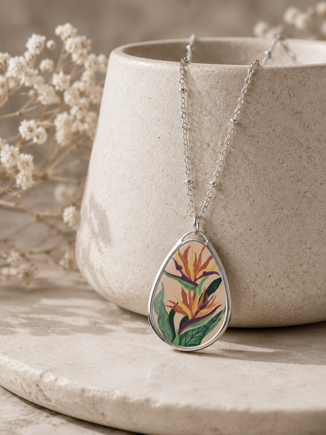 Birds of Paradise Oval Necklace