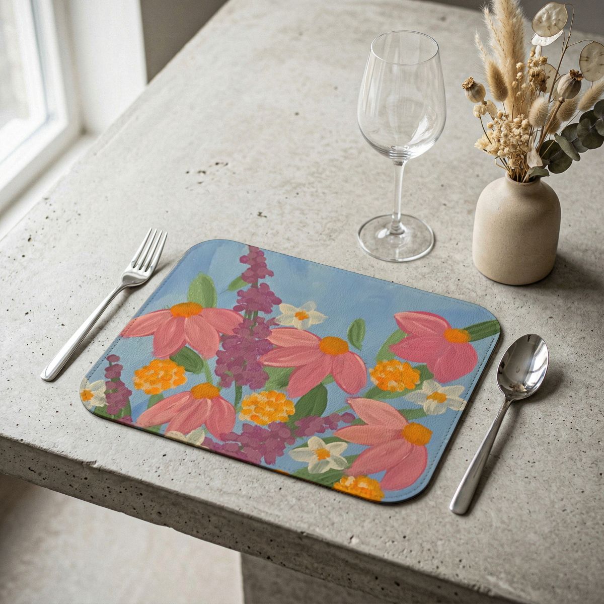 In Bloom Collection Leather Placemat
